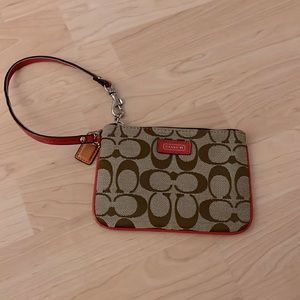 Tan and Orange Authentic Coach Wristlet. Like-New!